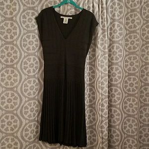 soft gray cap sleeve dress with pleated skirt